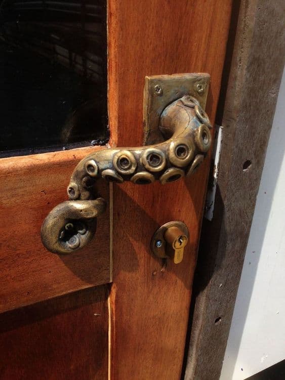 Steampunk octopus doorknob